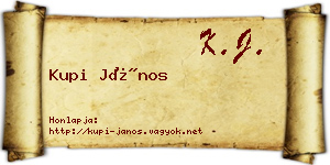 Kupi János névjegykártya