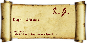 Kupi János névjegykártya
